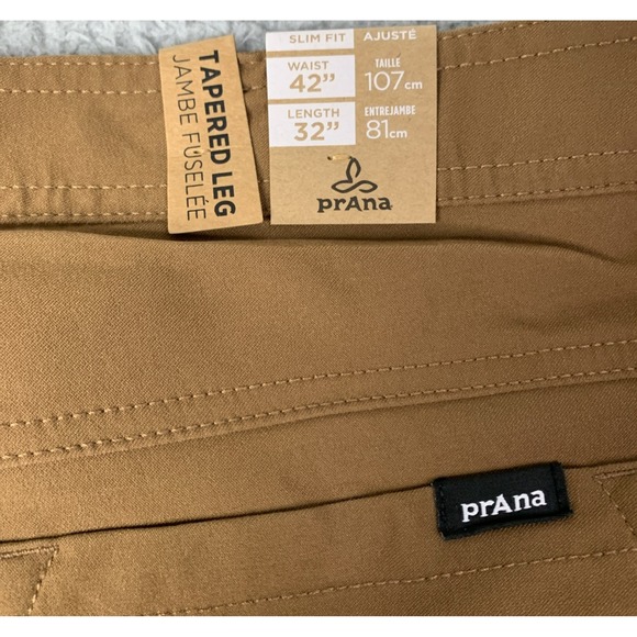 New PrAna Pants Mens Size  42x32 Brion Slim Pant II Tapered Leg Slim Fit Sepia - Picture 8 of 10